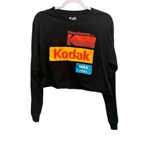 Vintage Kodak Ektachrome Film Cropped Long Sleeve Shirt Black Size M Unisex